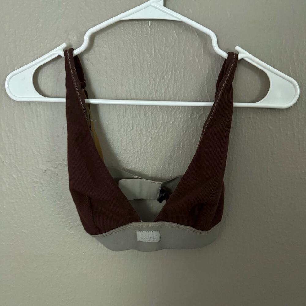 SKIMS Cotton Ribbed Bra In Brown Size Small casual comfort everyday